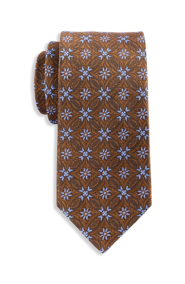 Oak Hill Premium by DXL Medallion Silk Tie, Main, color, Brown