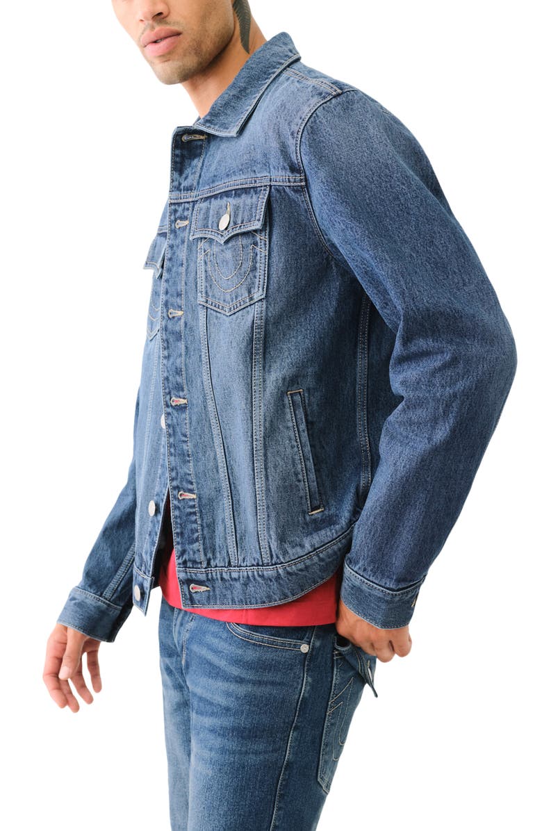 Tree Hut Denim Trucker Jacket, Alternate, color, Medium Blizzard Wash