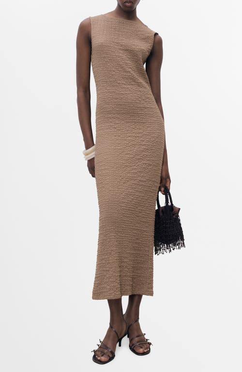 Mango Texture Sleeveless Maxi Dress In Sand