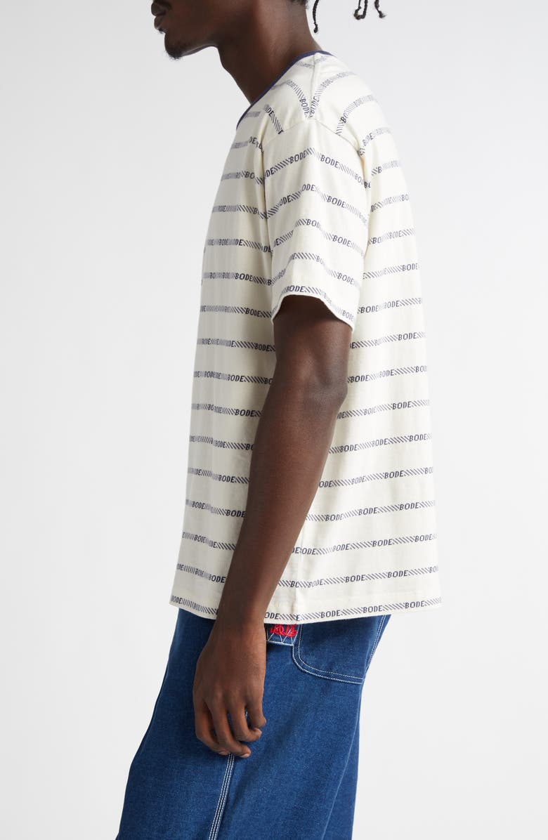 Bode Rec Jacquard Stripe Cotton Logo T-Shirt, Alternate, color,