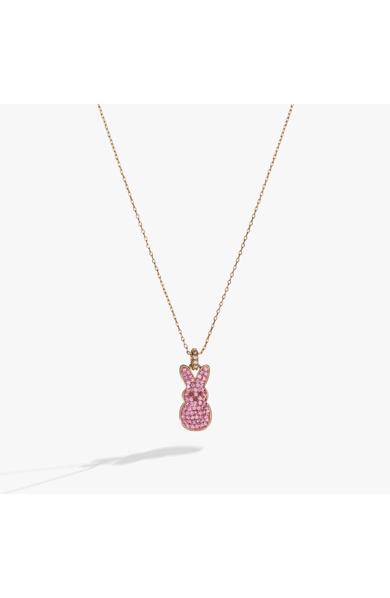 Alex and Ani Peeps<sup>®</sup> Pave Pink Bunny Pendant Necklace, Alternate, color, Pink