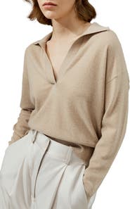 Lilysilk Women's V Neck Cashmere Polo Sweater