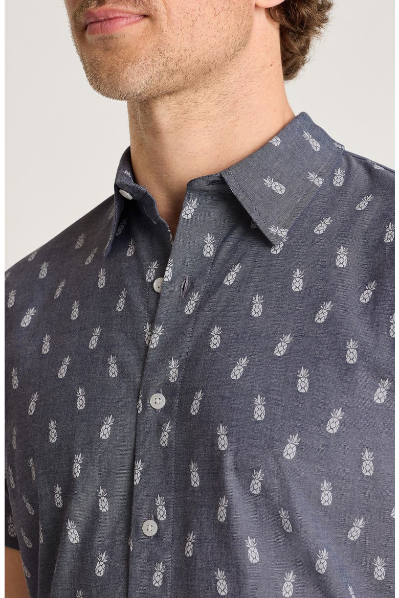 Riviera Short Sleeve Shirt, Alternate, color, NAVY/ WHITE PINEAPPLES