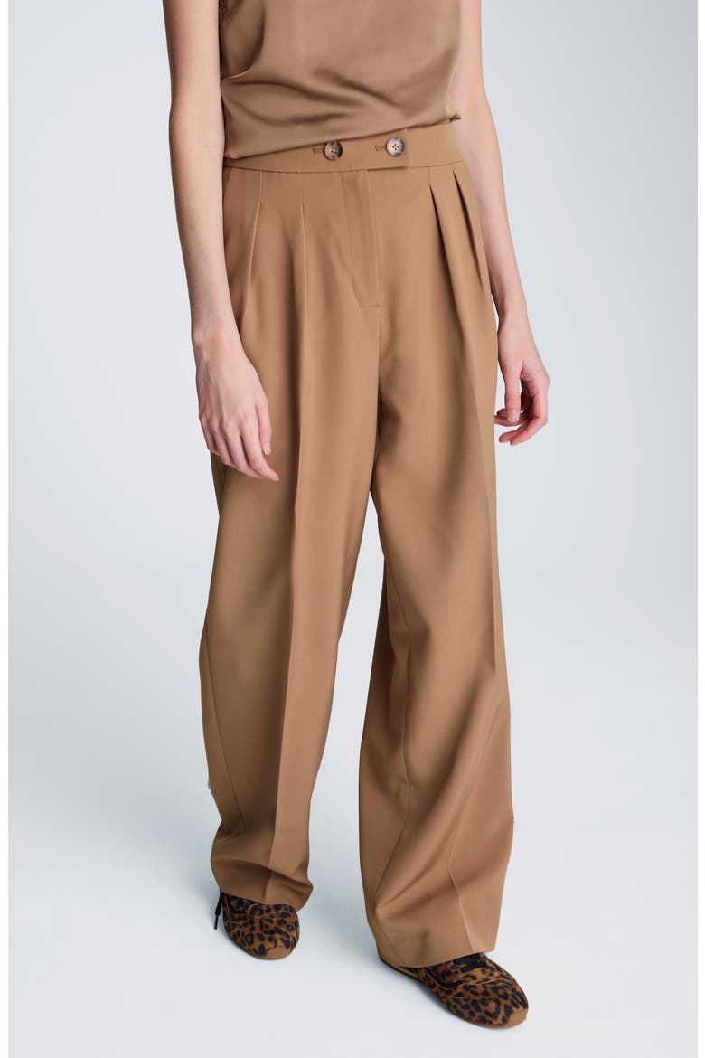 Pleated Mid Rise Wide Leg Pants, Alternate, color, MESQUITE
