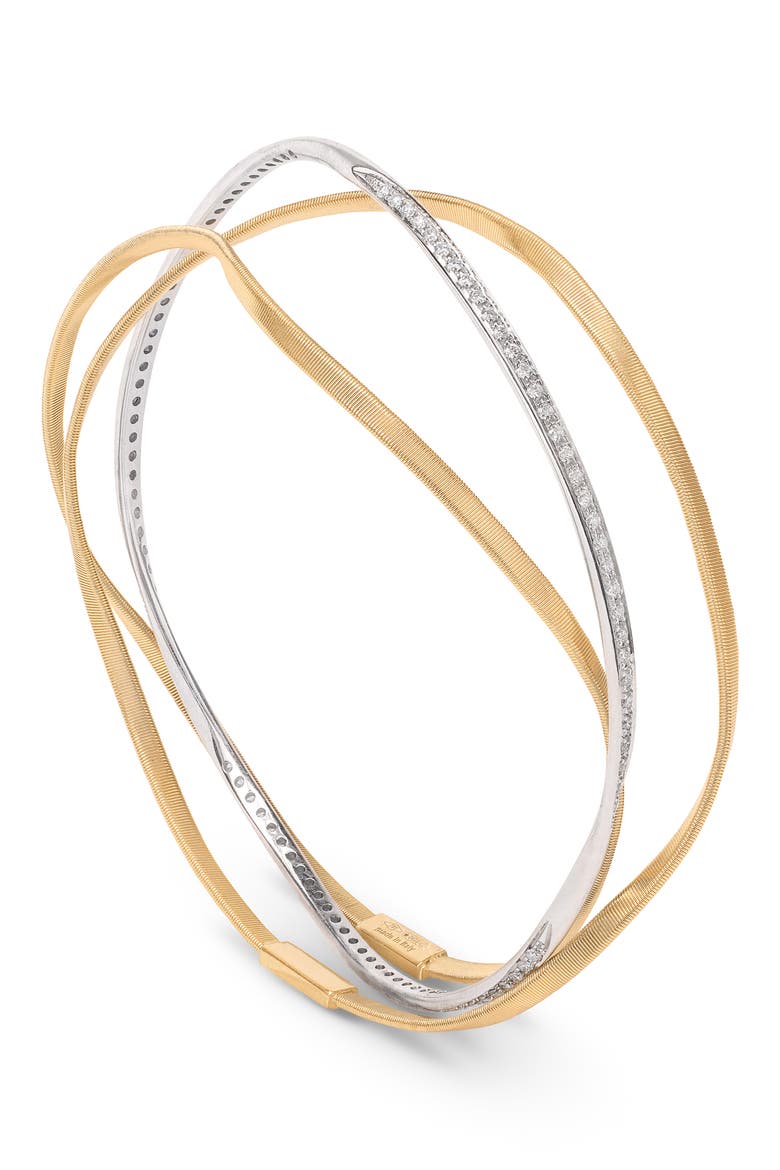 Set of 3 18K Gold Marrakech Diamond Bangle Bracelets, Main, color, 18K TWO TONE GOLD/ DIAMOND