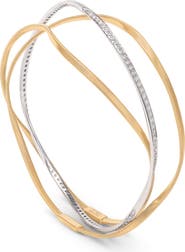 Marco Bicego Set of 3 18K Gold Marrakech Diamond Bangle Bracelets