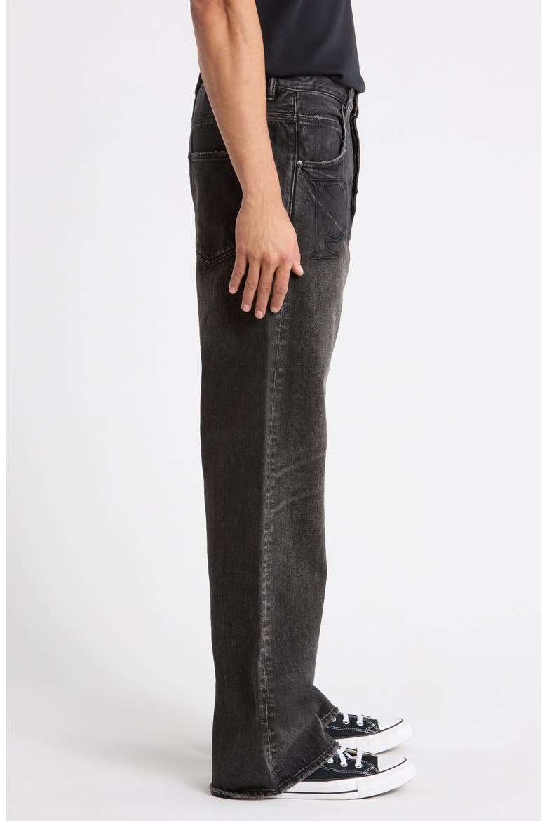 Logo Embroidered Relaxed Jeans, Alternate, color, BLACK
