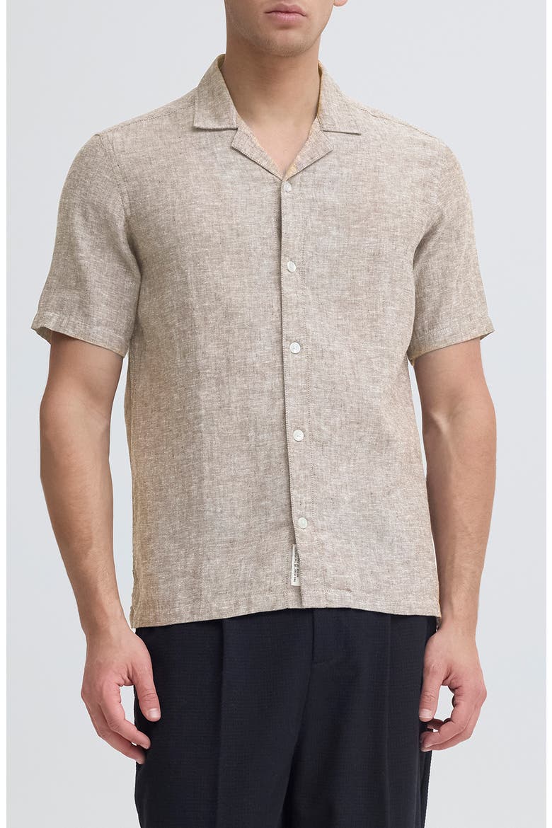 Sauby Linen Blend Camp Shirt, Main, color, DEMITASSE