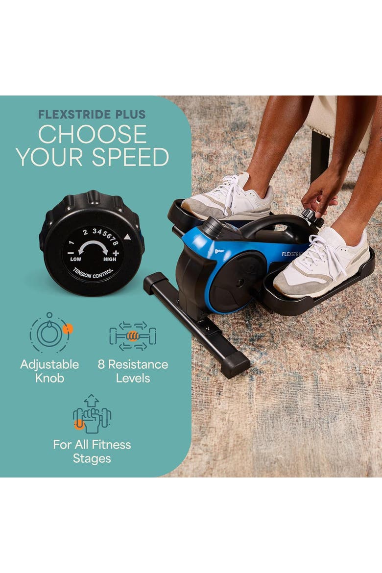 Flex Stride Under Desk Bike Pedal Mini Elliptical Exerciser, Alternate, color, Blue