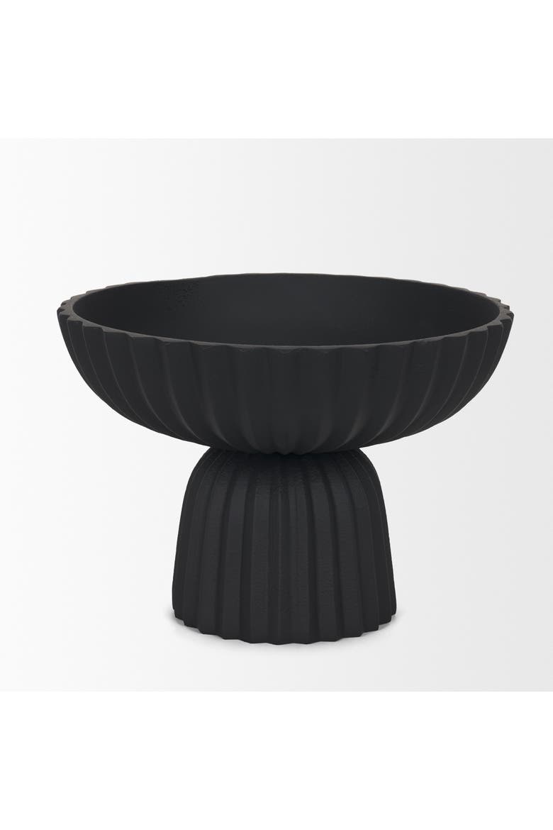 Ciaran Fluted Textured Metal Decorative Bowl, Alternate, color, Black