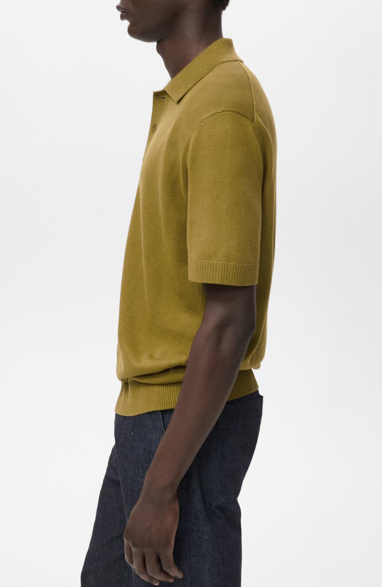 MANGO Cotton Blend Knit Polo, Alternate, color, Olive Green