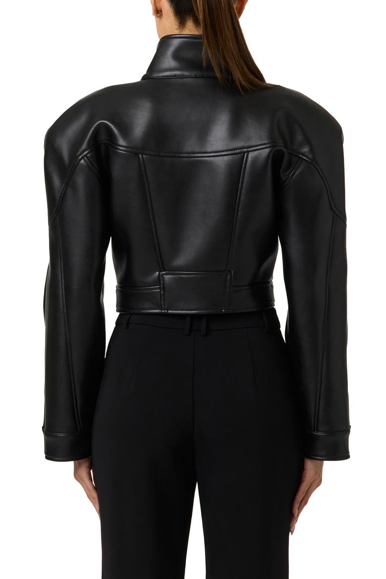 Faux Leather Moto Jacket, Alternate, color, BLACK