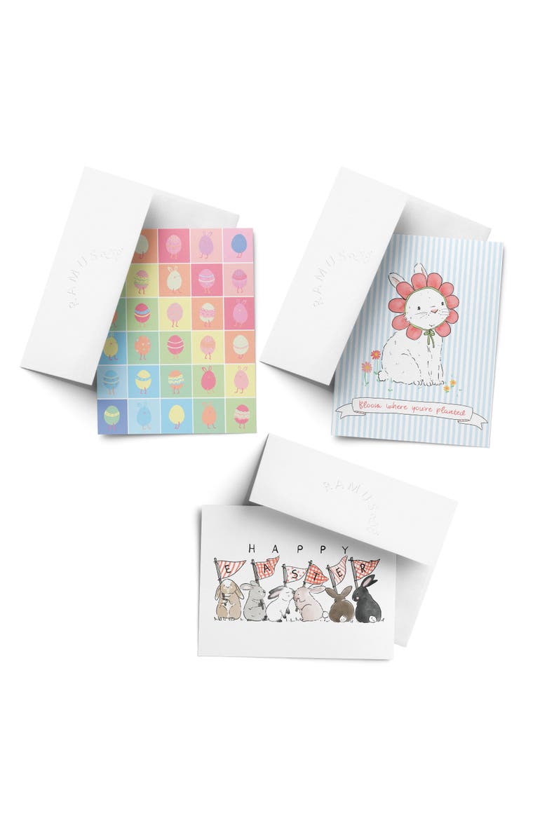 Easter Assorted Greeting Card Pack (3ct) "Rainbow Easter Eggs, Flower Bunny, Easter Bunnies", Main, color, Multi-Pack