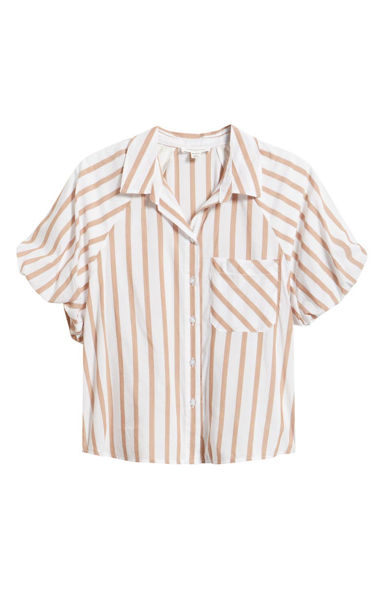 beachlunchlounge Biance Bubble Sleeve Button-Up Top, Alternate, color, Coffee Break