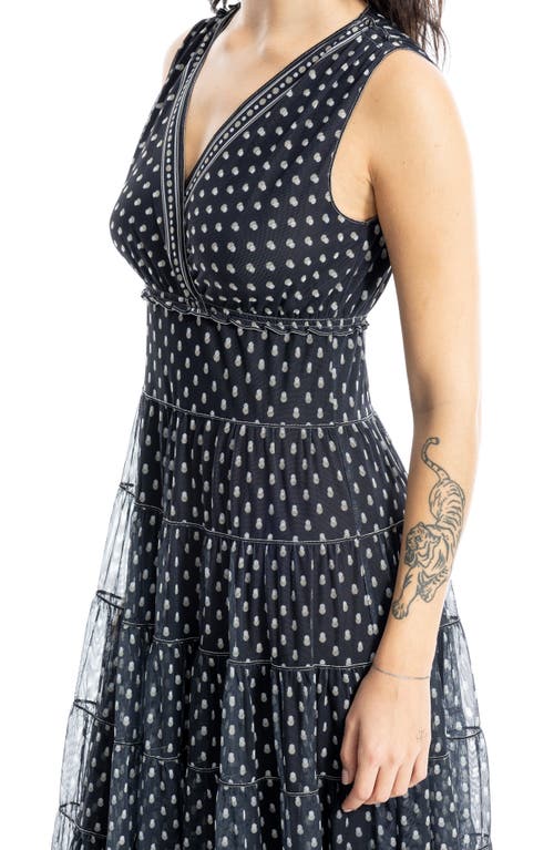 MAX STUDIO MAX STUDIO V-NECK SLEEVELESS MESH MIDI DRESS