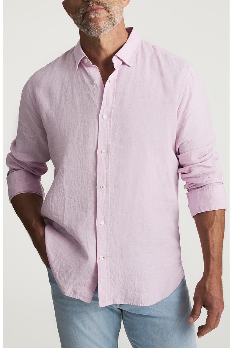 Linen Button-Up Shirt, Main, color, LILAC
