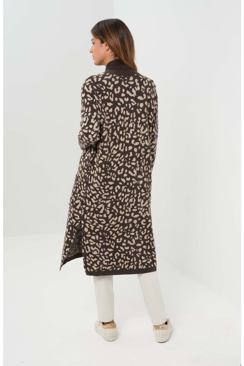 Zendaya Long Duster Cardigan, Alternate, color, Urban Jungle/Latte & Espresso