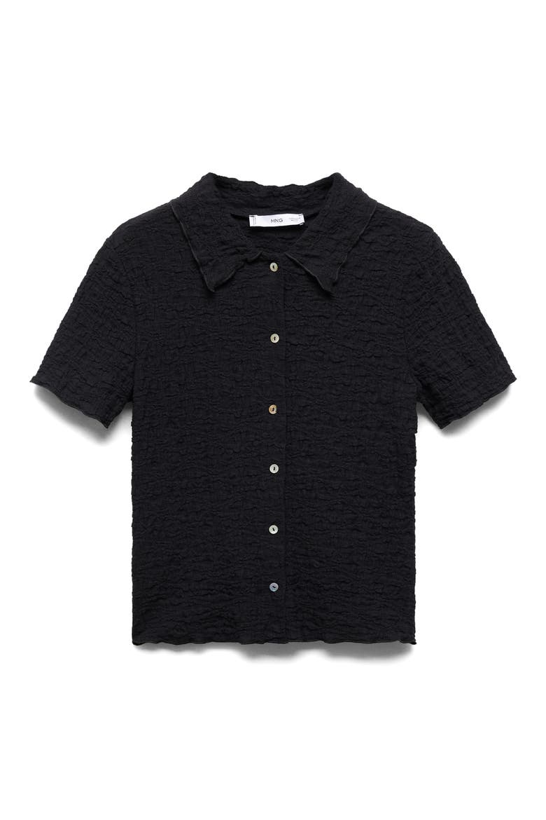 Fidela Textured Button-Up Shirt, Alternate, color, BLACK