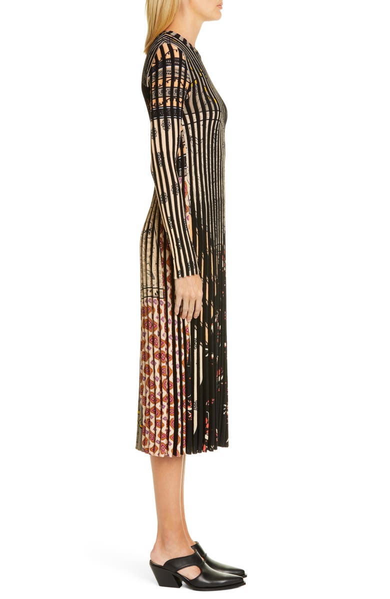 Etro Rib Stripe Long Sleeve Midi Sweater Dress, Alternate, color, 