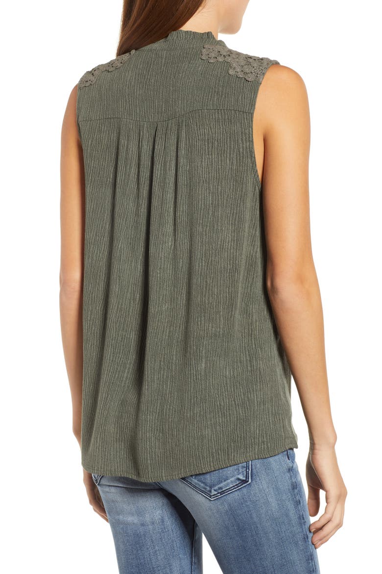 Lace Appliqué Top, Alternate, color, GREEN BEETLE
