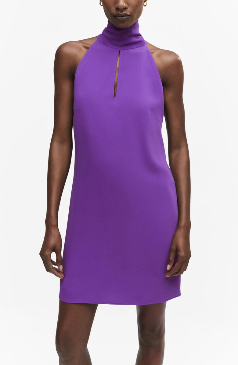 MANGO Tie Back Keyhole Cutout Minidress, Alternate, color, 