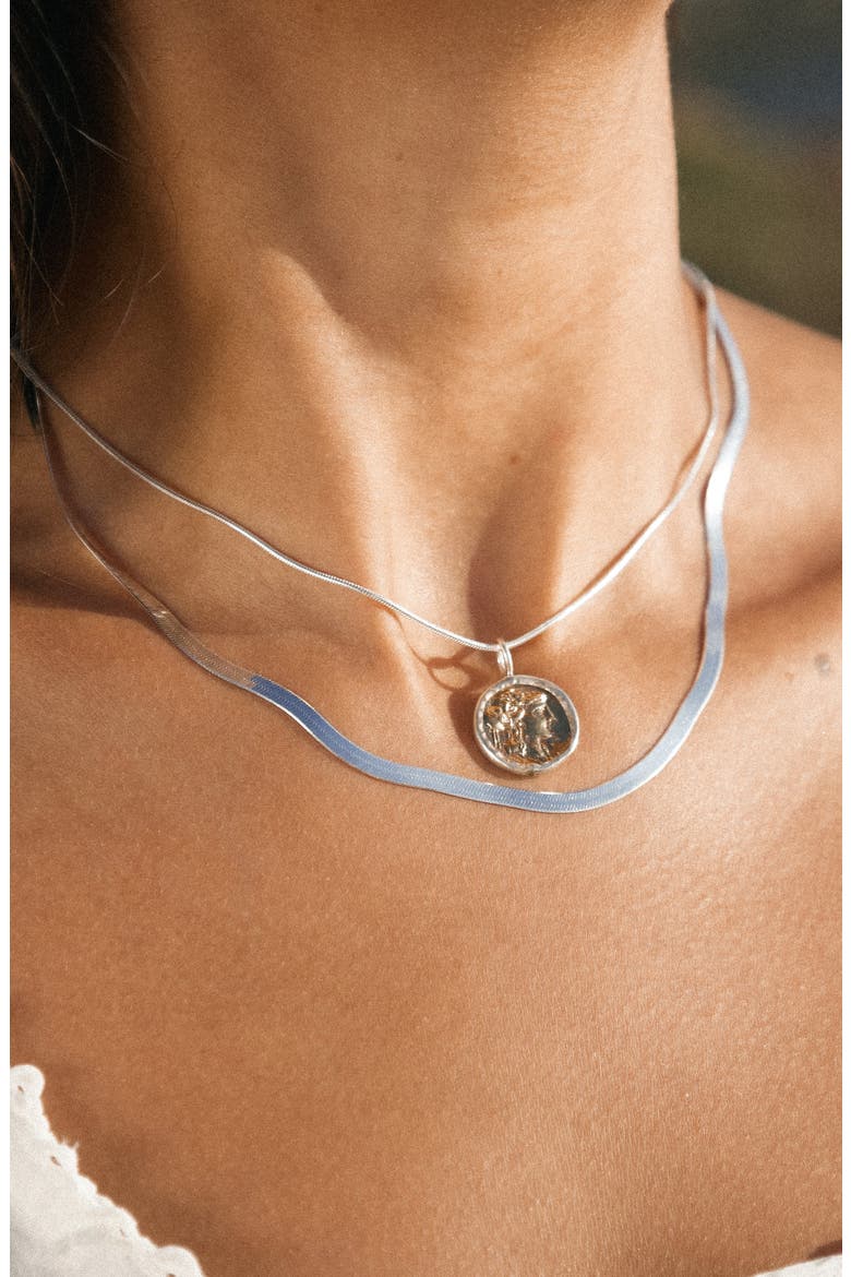Circe Coin Pendant Necklace, Alternate, color, SILVER
