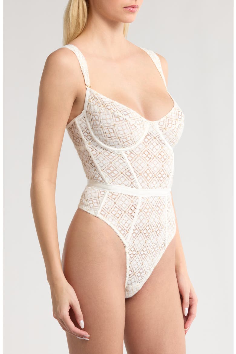 Lace Underwire Bodysuit, Alternate, color, SHELL WHITE