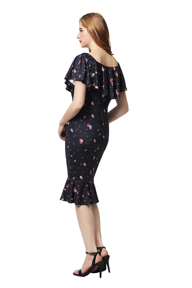 Flora Off the Shoulder Maternity Dress, Alternate, color, NAVY