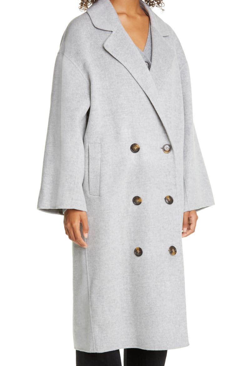 Borneo Double Breasted Wool & Cashmere Coat, Alternate, color, GREY MELANGE