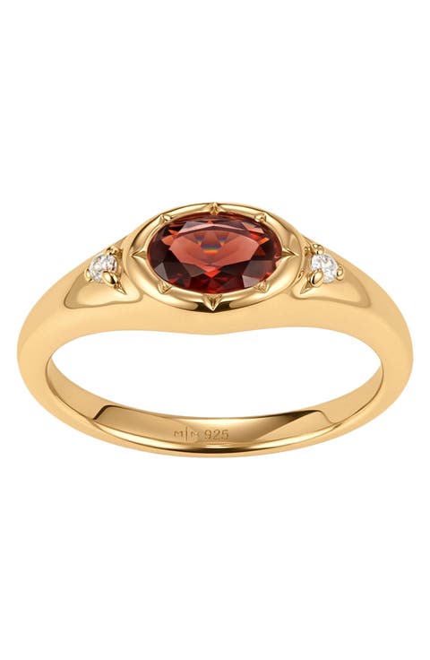 Oval Birthstone Signet Ring
