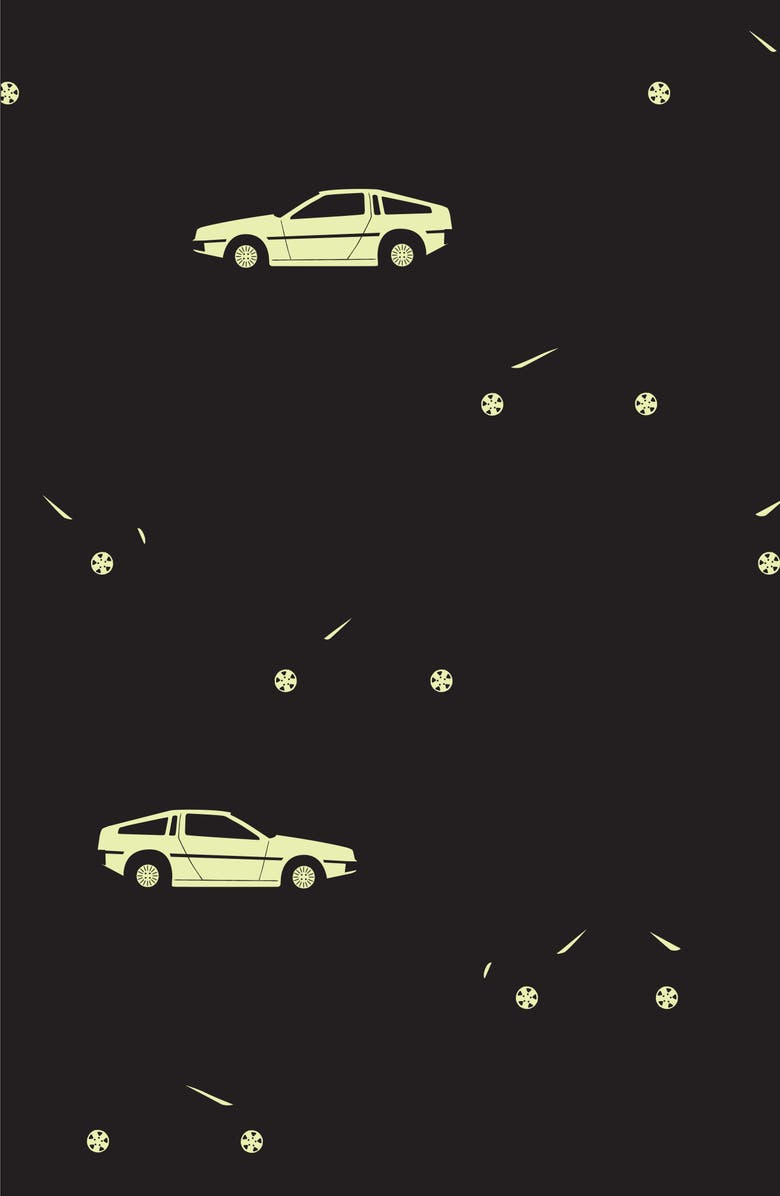 Petit Lem Kids' Car Print Fitted Two-Piece Organic Cotton Rib Pajamas, Alternate, color, Black