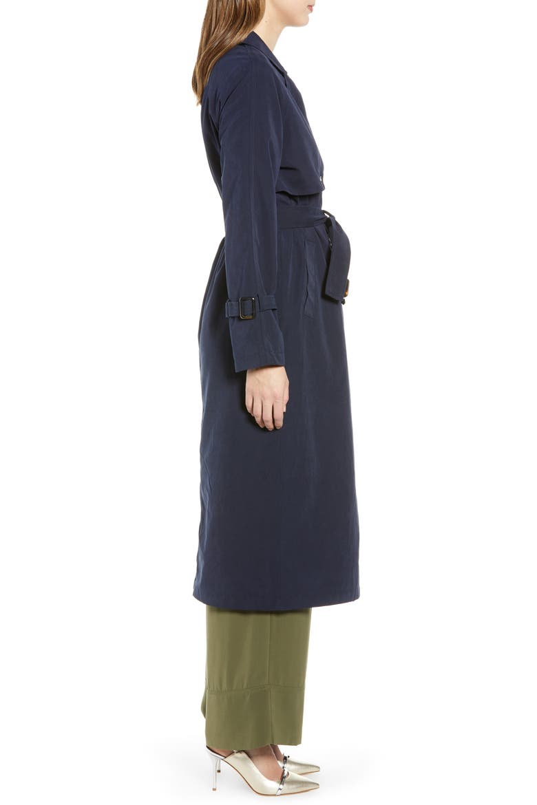 Valentine Long Trench Coat, Alternate, color, NIGHT SKY