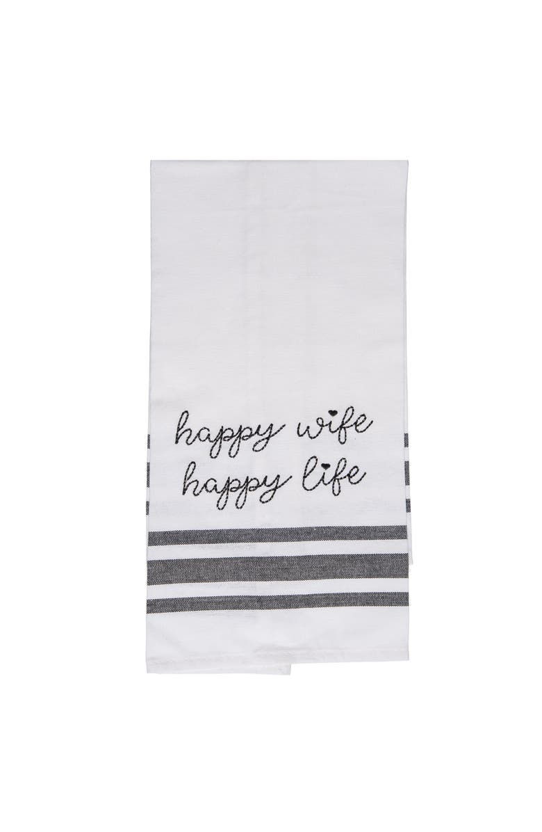 Totalee Gift Happy Wife Happy Life Tea Towel Cotton White, Main, color, White