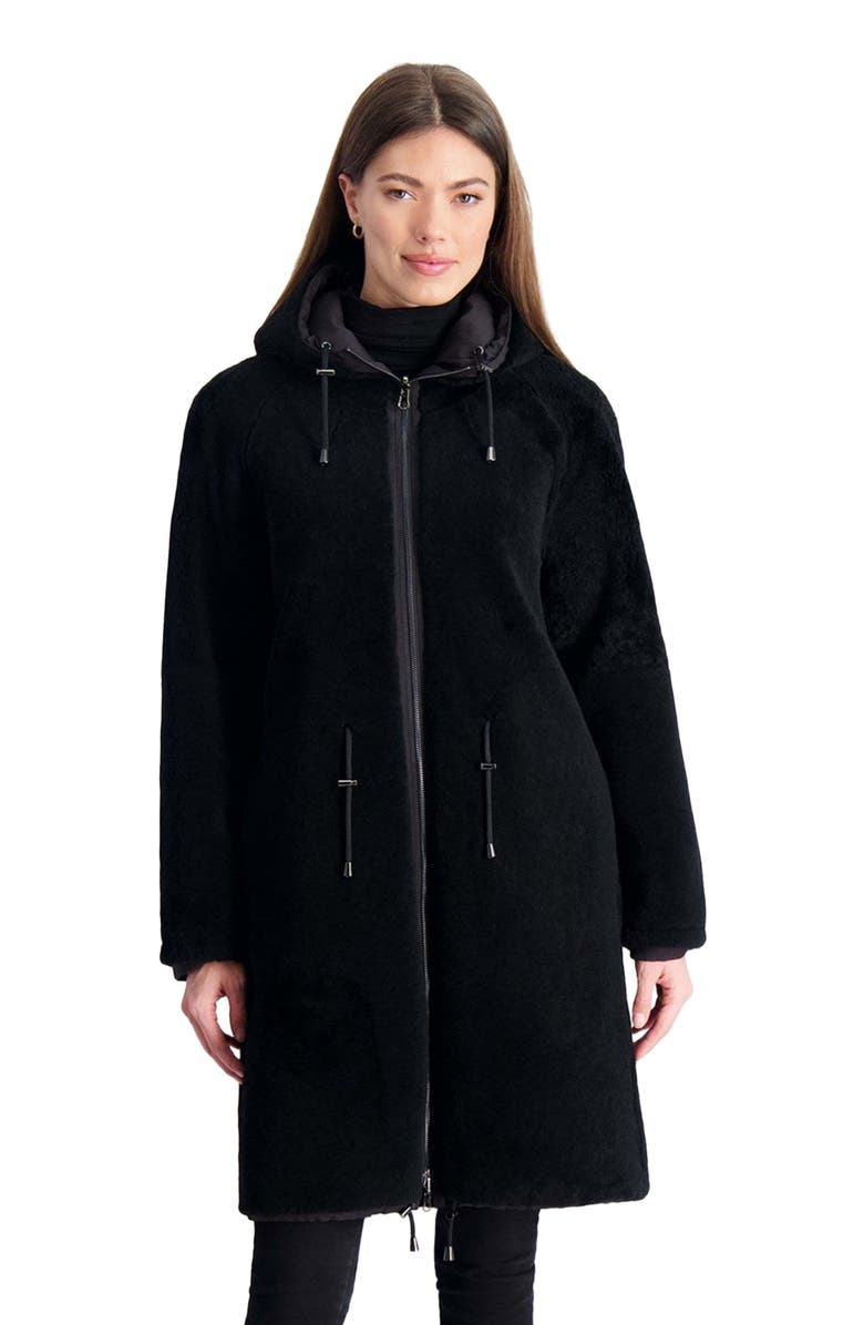 GORSKI Shearling Reversible Parka, Alternate, color, Black/Black