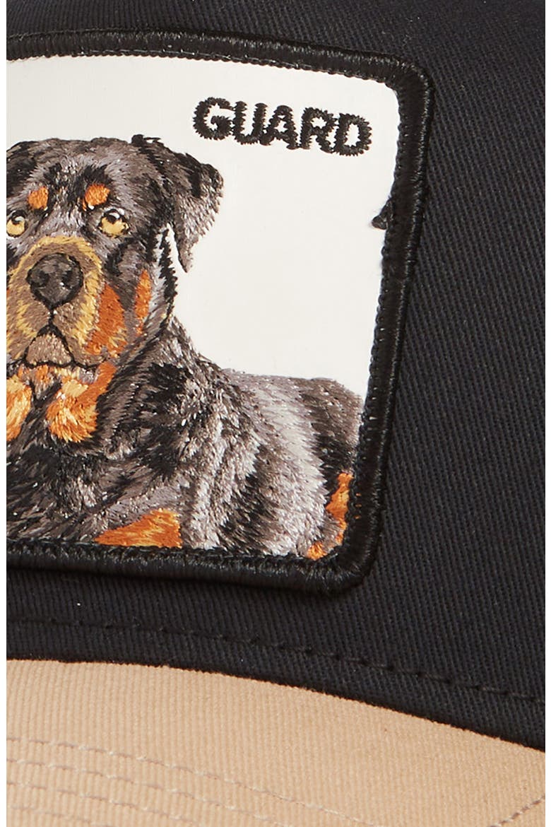 The Guard Dog Embroidered Patch Trucker Hat, Alternate, color, BLACK