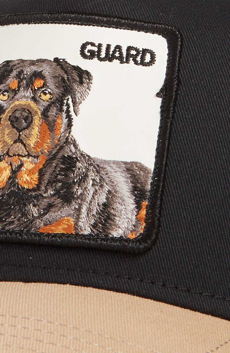 Goorin Bros. The Guard Dog Embroidered Patch Trucker Hat, Alternate, color, Black