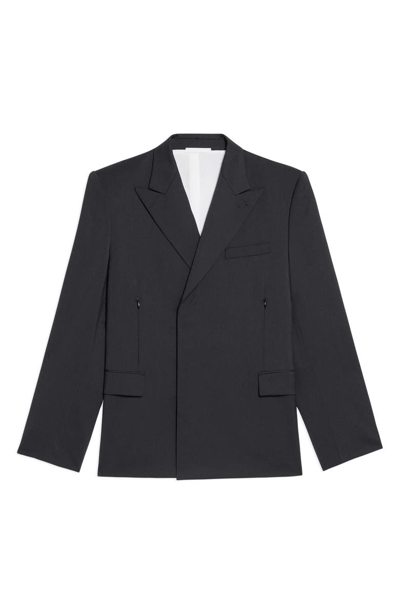 Helmut Lang Double Breasted Virgin Wool Blazer, Alternate, color, Black