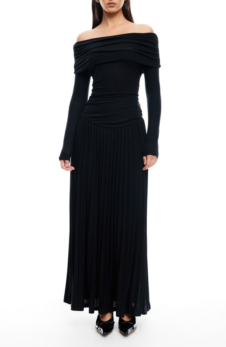 LIONESS Field of Dreams Off the Shoulder Long Sleeve Maxi Dress, Main, color,