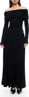 LIONESS Field of Dreams Off the Shoulder Long Sleeve Maxi Dress