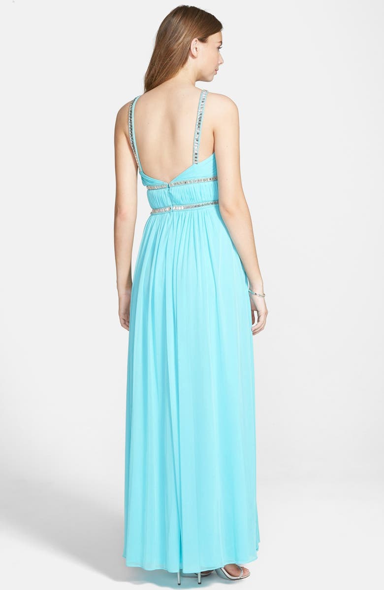 JOANNA CHEN NEW YORK Embellished Keyhole Jersey Gown, Alternate, color, 