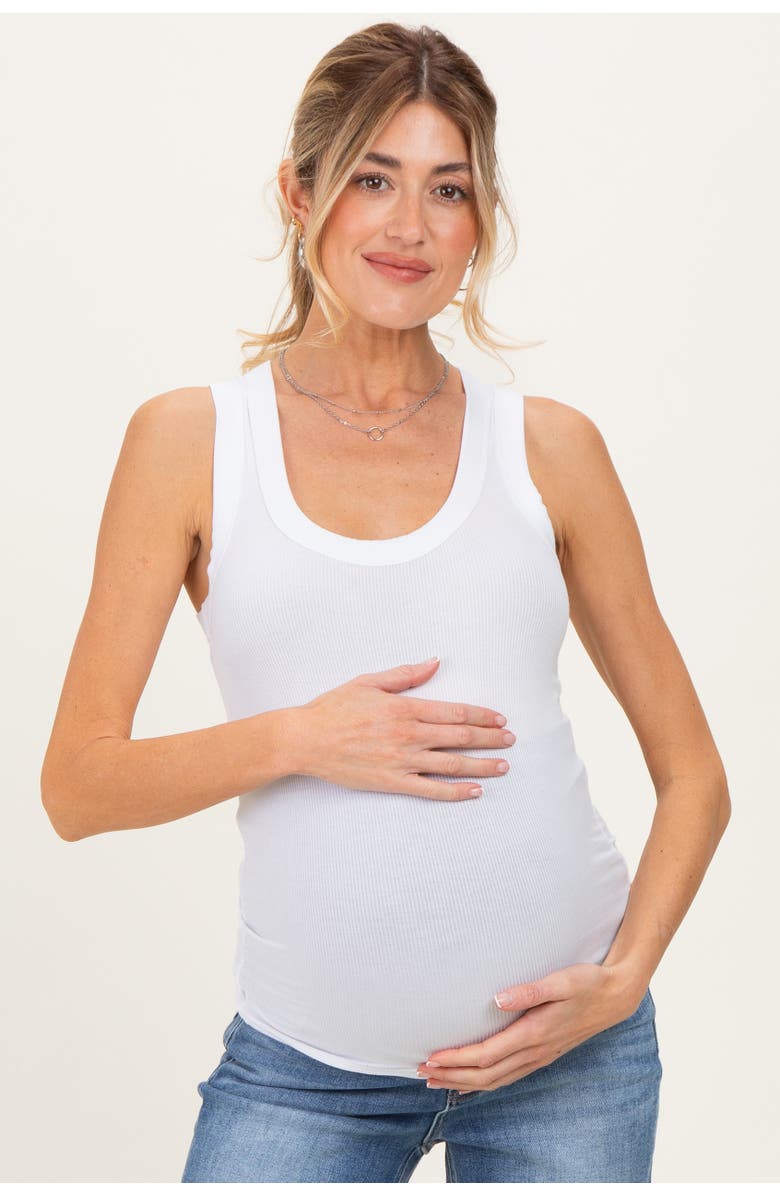 PinkBlush Ribbed Scoop Neck Tank Top, Main, color, White