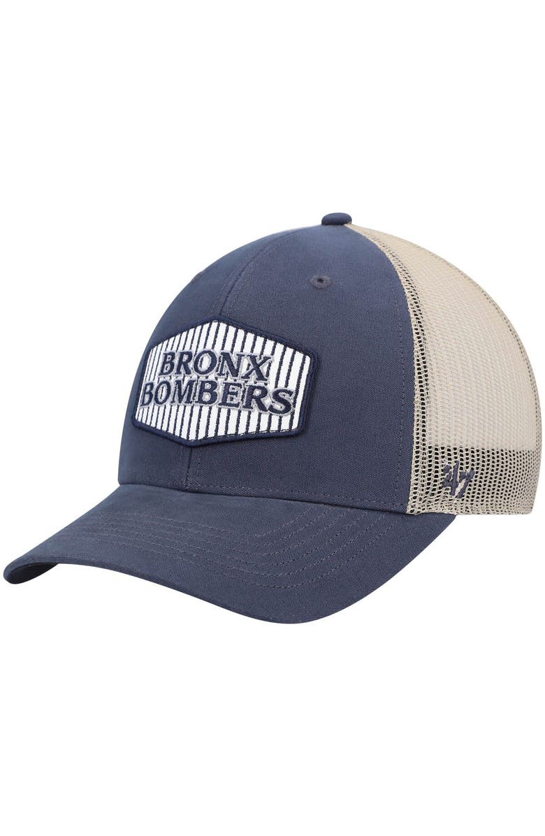 '47 Men's '47 Navy/Natural New York Yankees Bronx Bombers Local Haven Trucker Snapback Hat, Main, color,