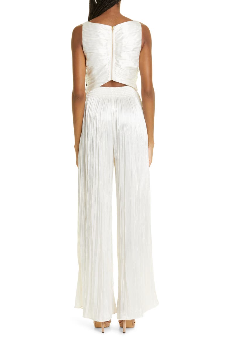 Brendaly Cutout Wide Leg Satin Jumpsuit, Alternate, color, IVORY SUBTLE SHINY PLEAT