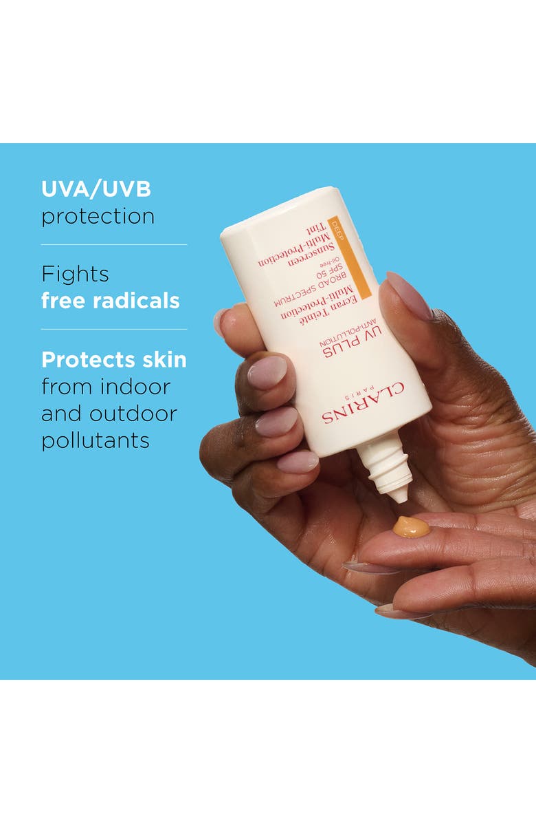 Clarins UV Plus Anti-Pollution Antioxidant Tinted Face Sunscreen SPF 50, Alternate, color, Dark