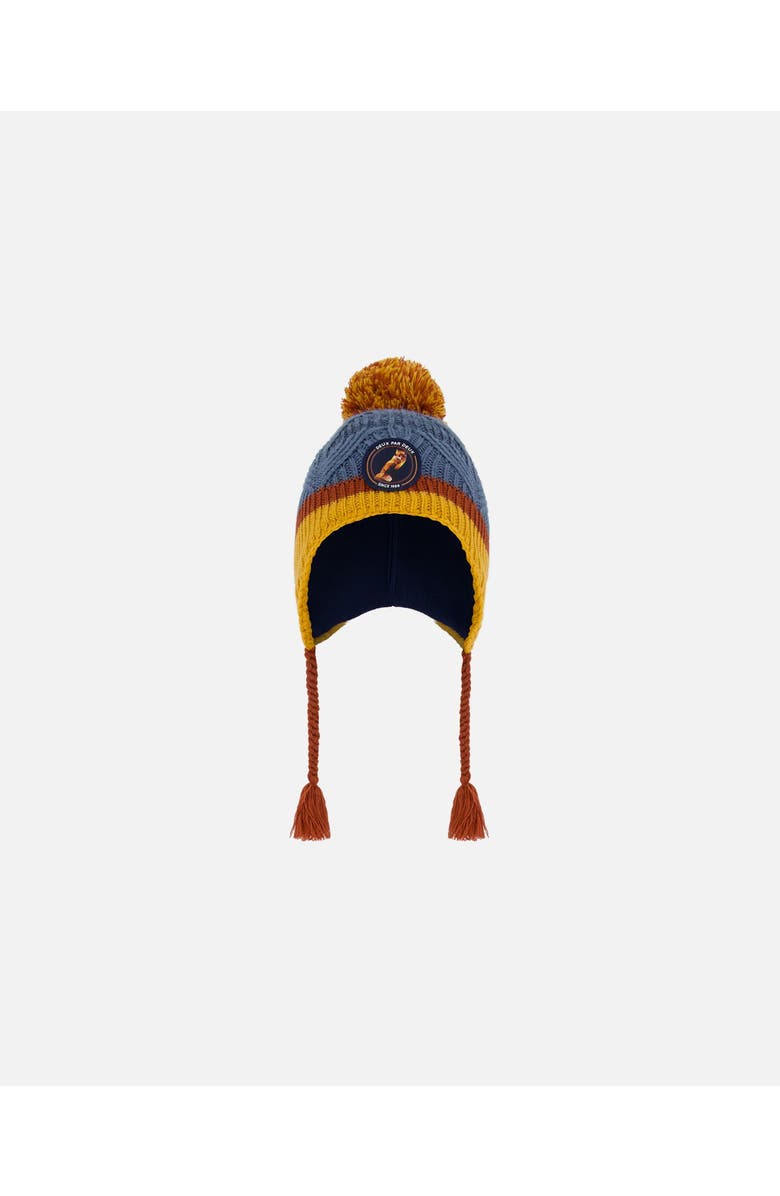 Deux par Deux Baby Boy's Peruvian Knit Hat Gradient Navy And Yellow, Main, color, Gradient Stripes