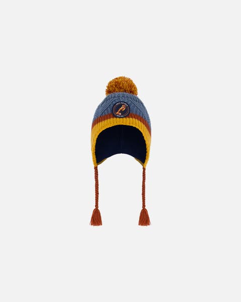 Baby Boy's Peruvian Knit Hat Gradient Navy And Yellow