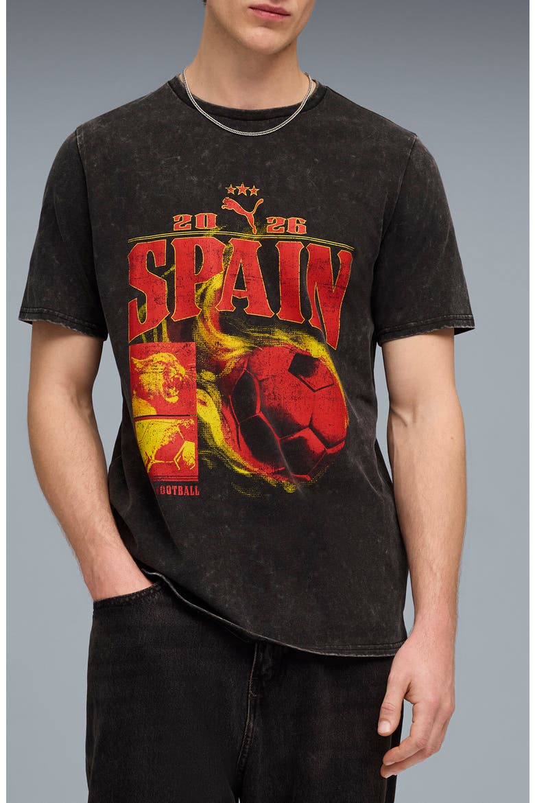 Fanpack '90s Spain Cotton Graphic T-Shirt, Main, color, PUMA BLACK/ FASTER YELLOW