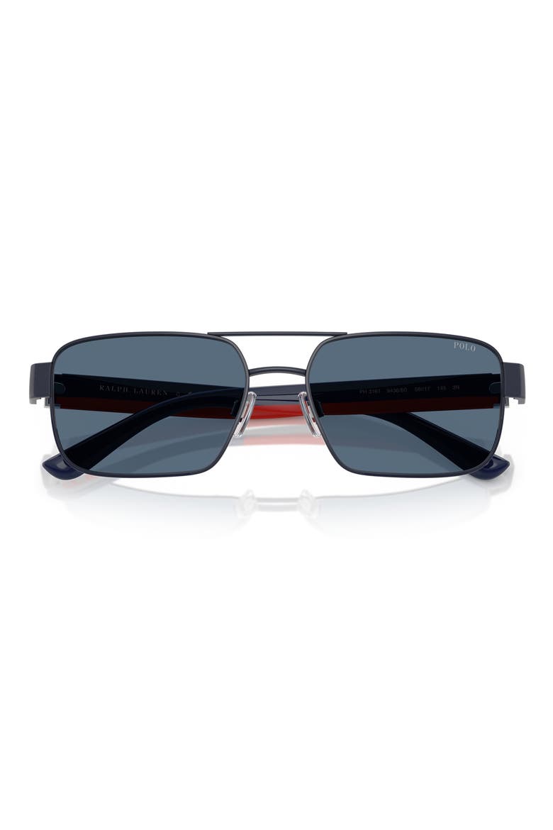 58mm Rectangle Sunglasses, Alternate, color, SHINY NAVY BLUE / DARK BLUE