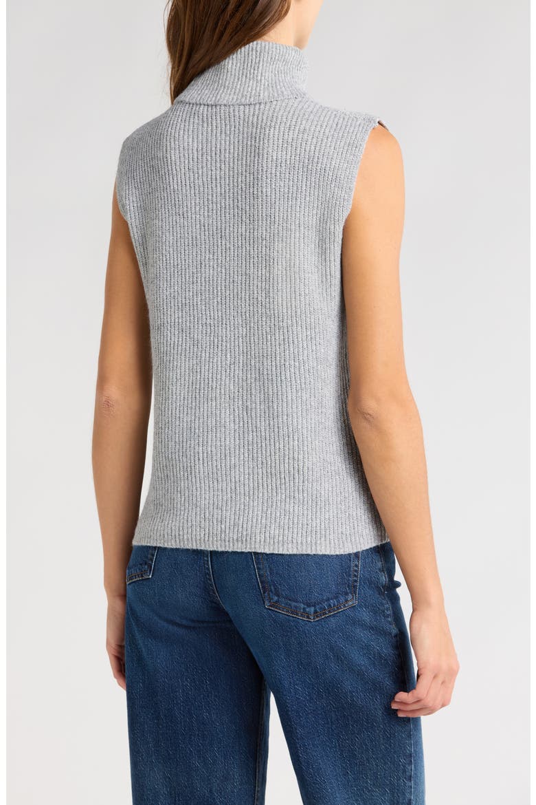 Faye Sleeveless Turtleneck Sweater, Alternate, color, HEATHER GREY