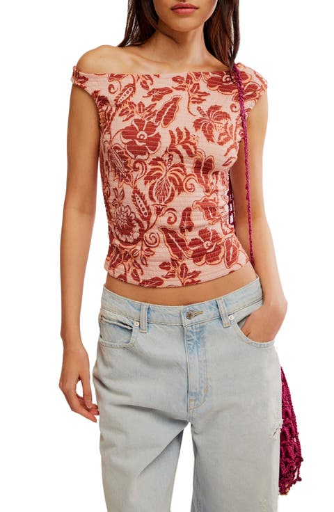 Shea Floral Smocked One-Shoulder Top